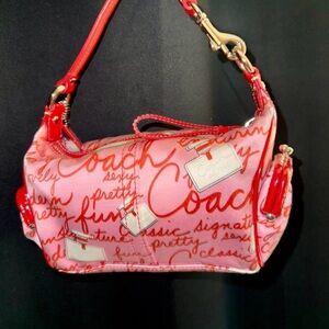 Coach Red and Pink Signature Shoulder Bag